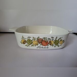 Cornig Ware Casserole Dish, 1Qt, L'Echalote Vegetable Print, No Lid
